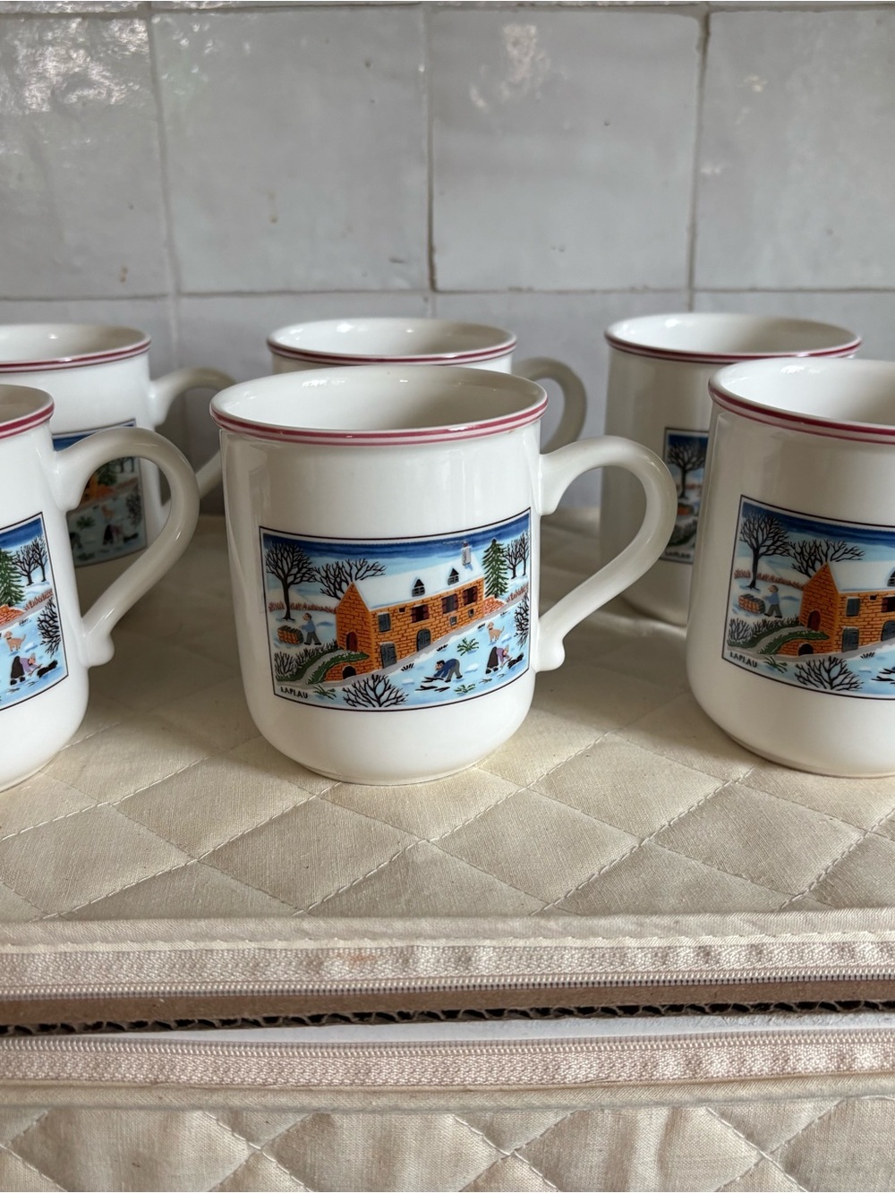Set 6 Villeroy & Boch Gerard Laplau Naïf Christmas Mugs